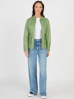 JCC Damen Lederjacke in grün
