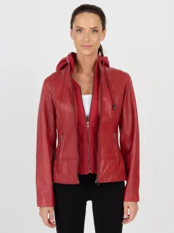 JCC Damen Lederjacke in rot