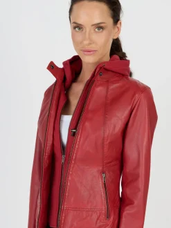 JCC Damen Lederjacke in rot