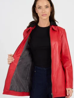 JCC Damen Lederjacke in rot