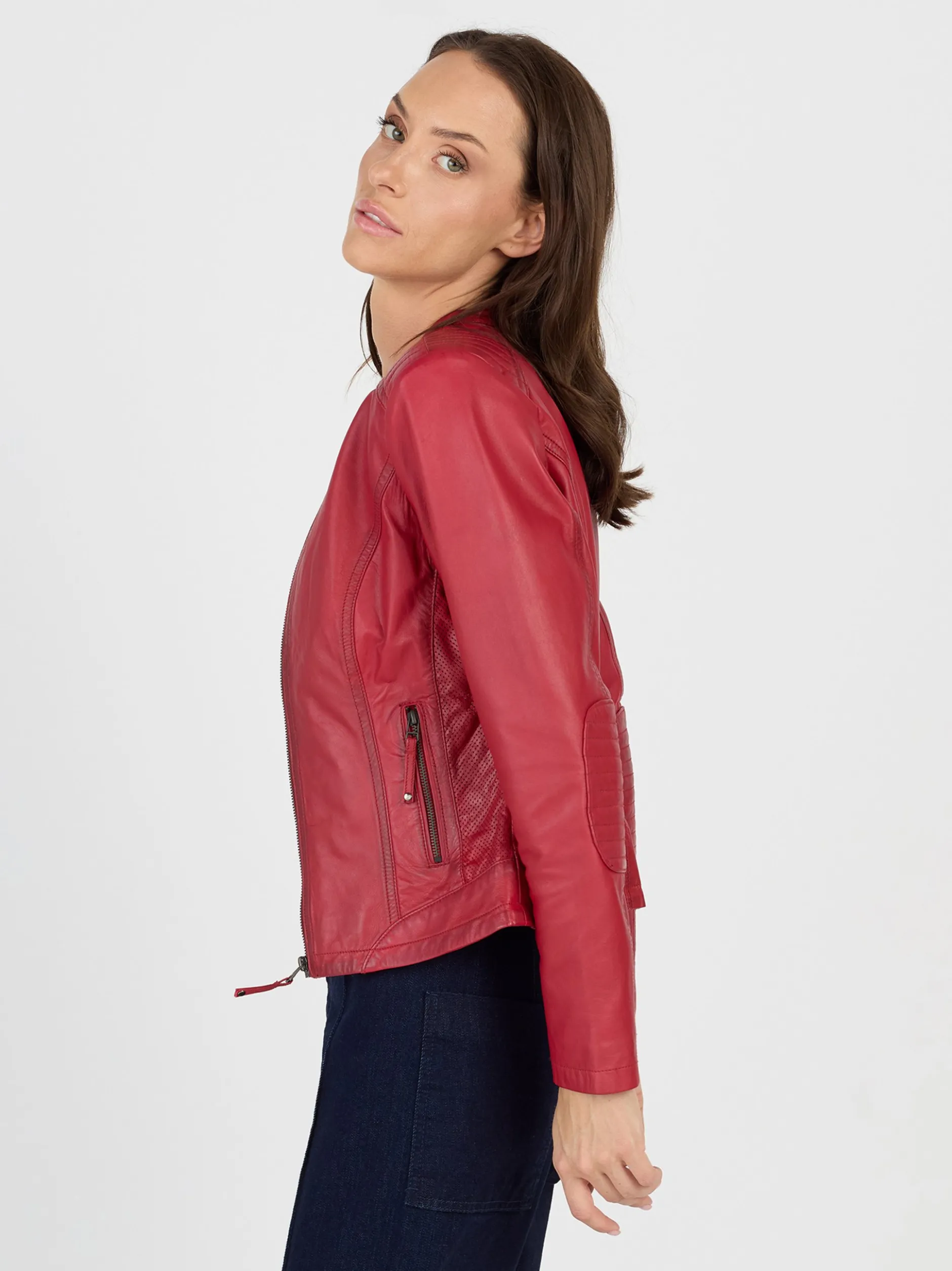JCC Damen Lederjacke in rot