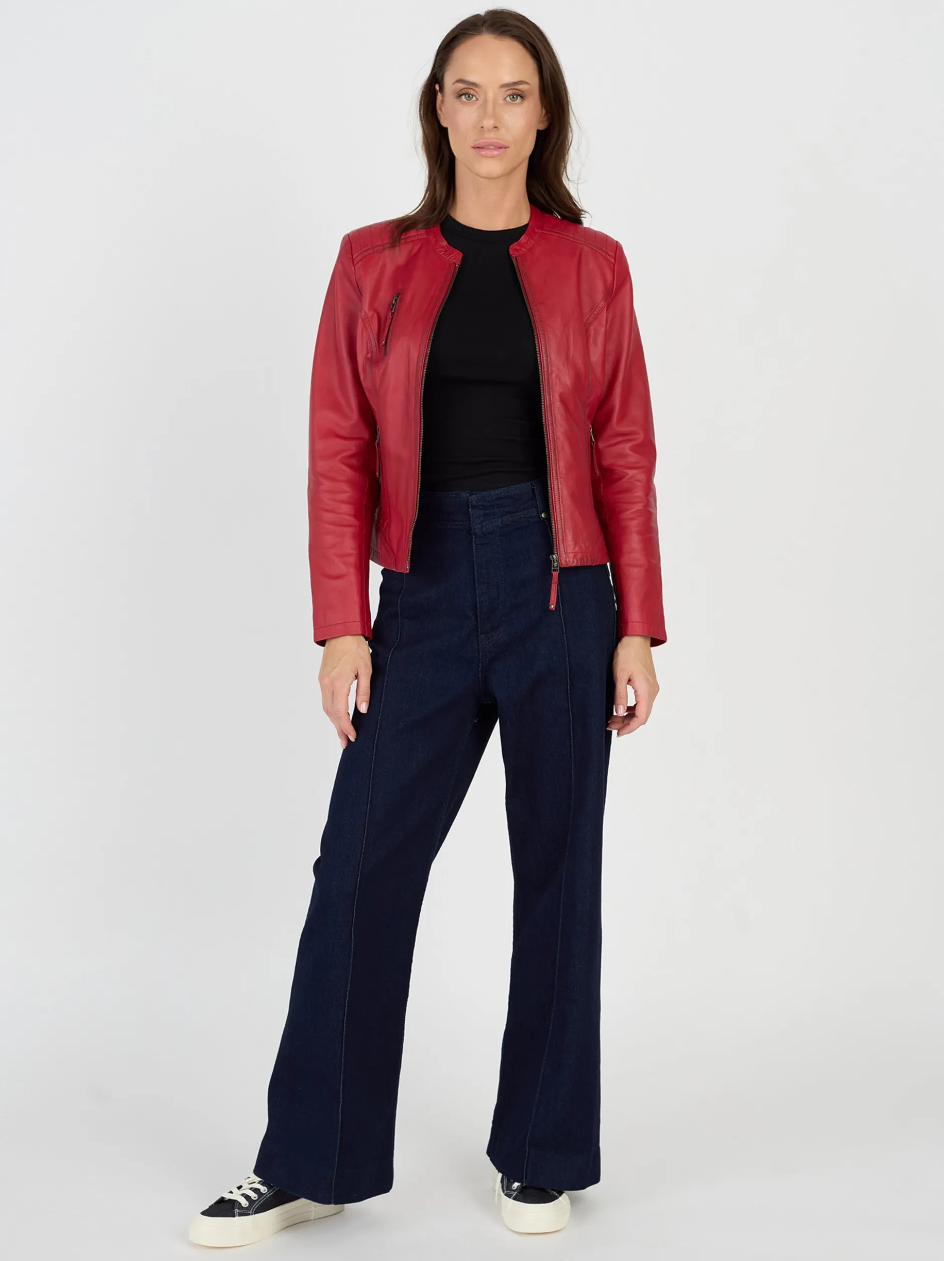 JCC Damen Lederjacke in rot