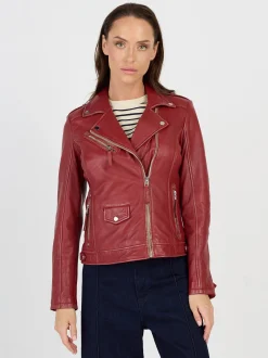 JCC Damen Lederjacke in rot