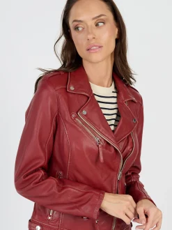 JCC Damen Lederjacke in rot