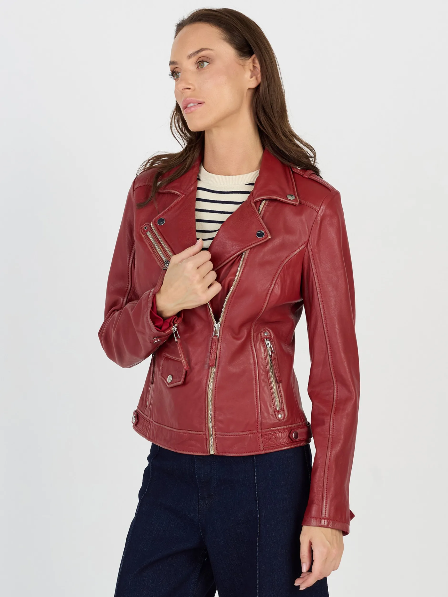 JCC Damen Lederjacke in rot