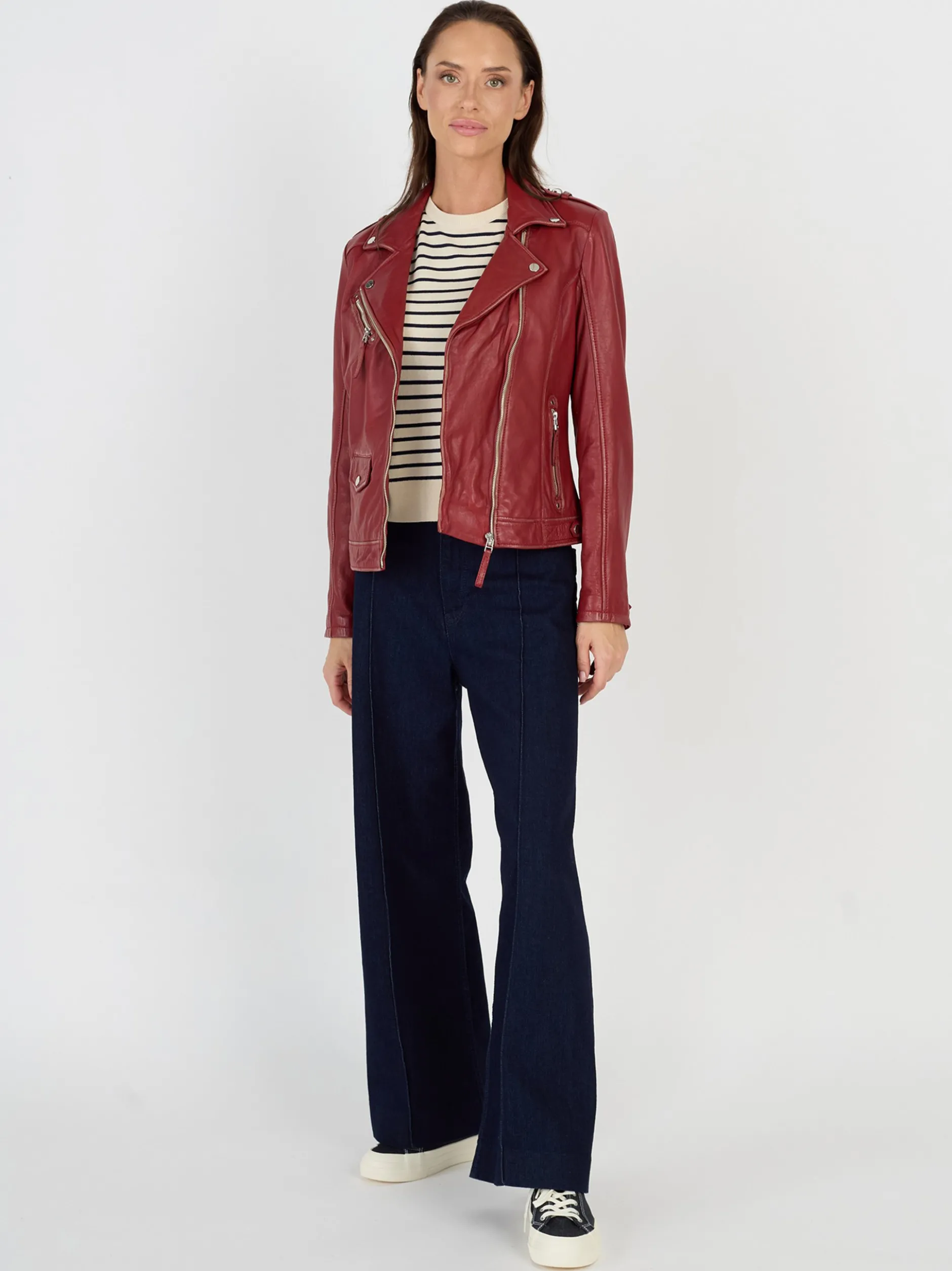 JCC Damen Lederjacke in rot
