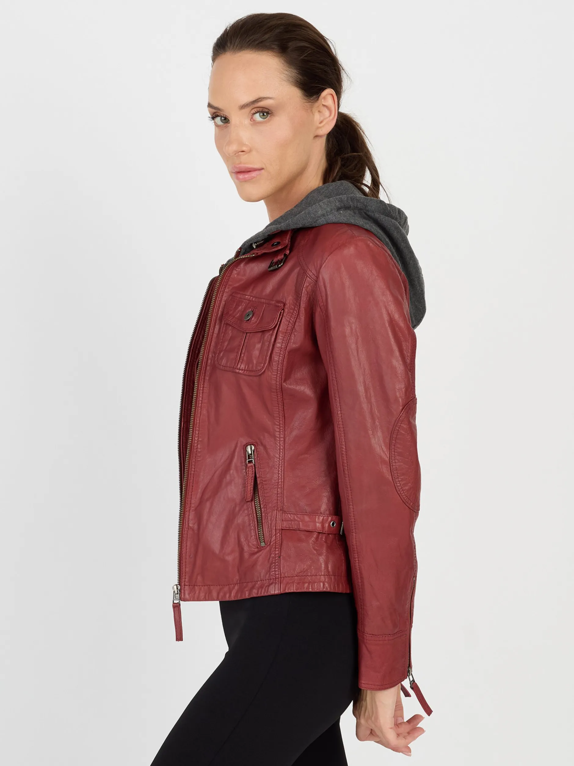 JCC Damen Lederjacke in rot