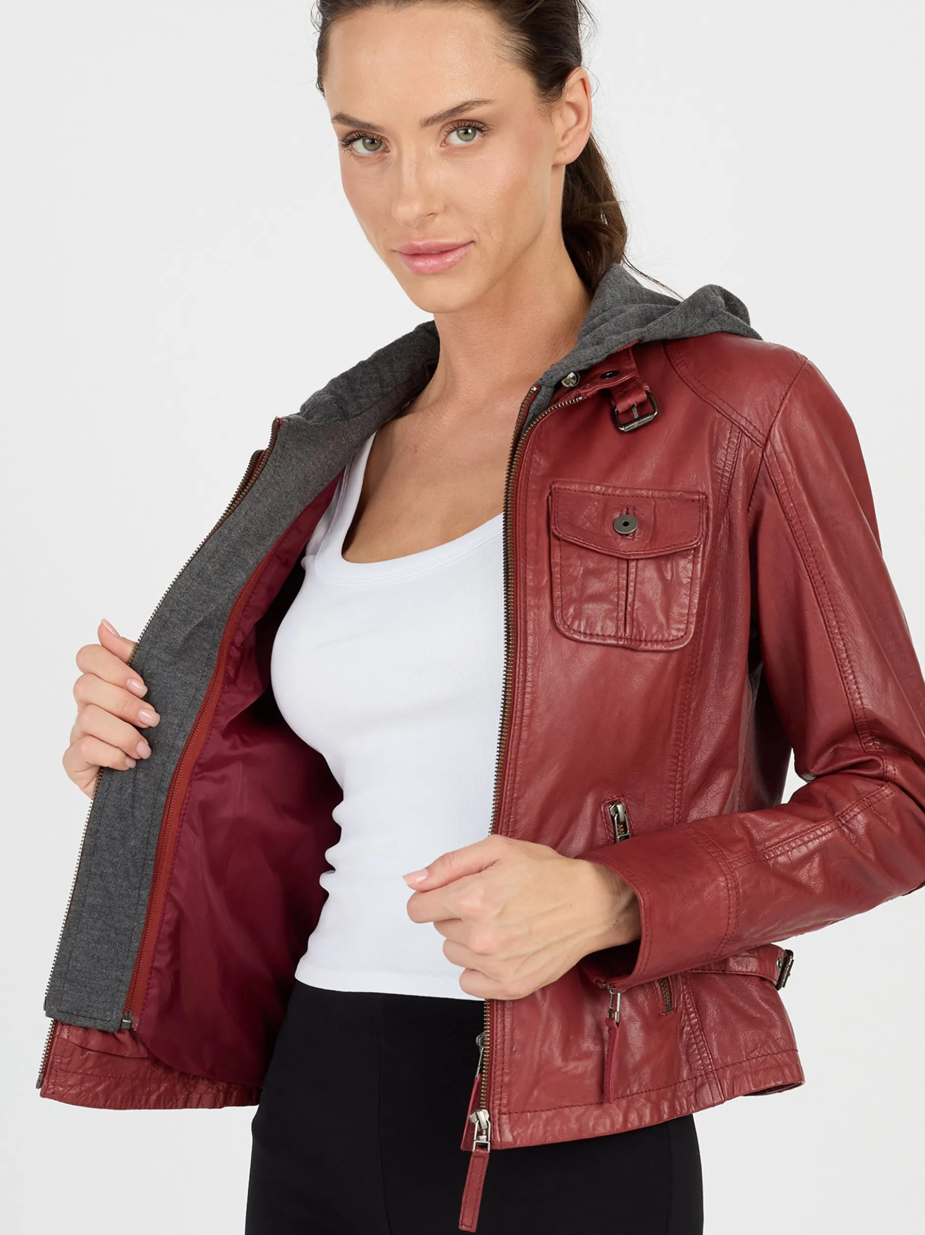 JCC Damen Lederjacke in rot
