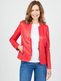 JCC Damen Lederjacke in rot