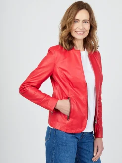 JCC Damen Lederjacke in rot
