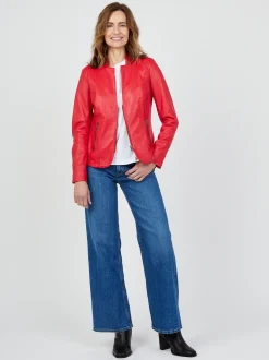 JCC Damen Lederjacke in rot