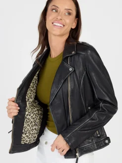 JCC Damen Lederjacke in schwarz
