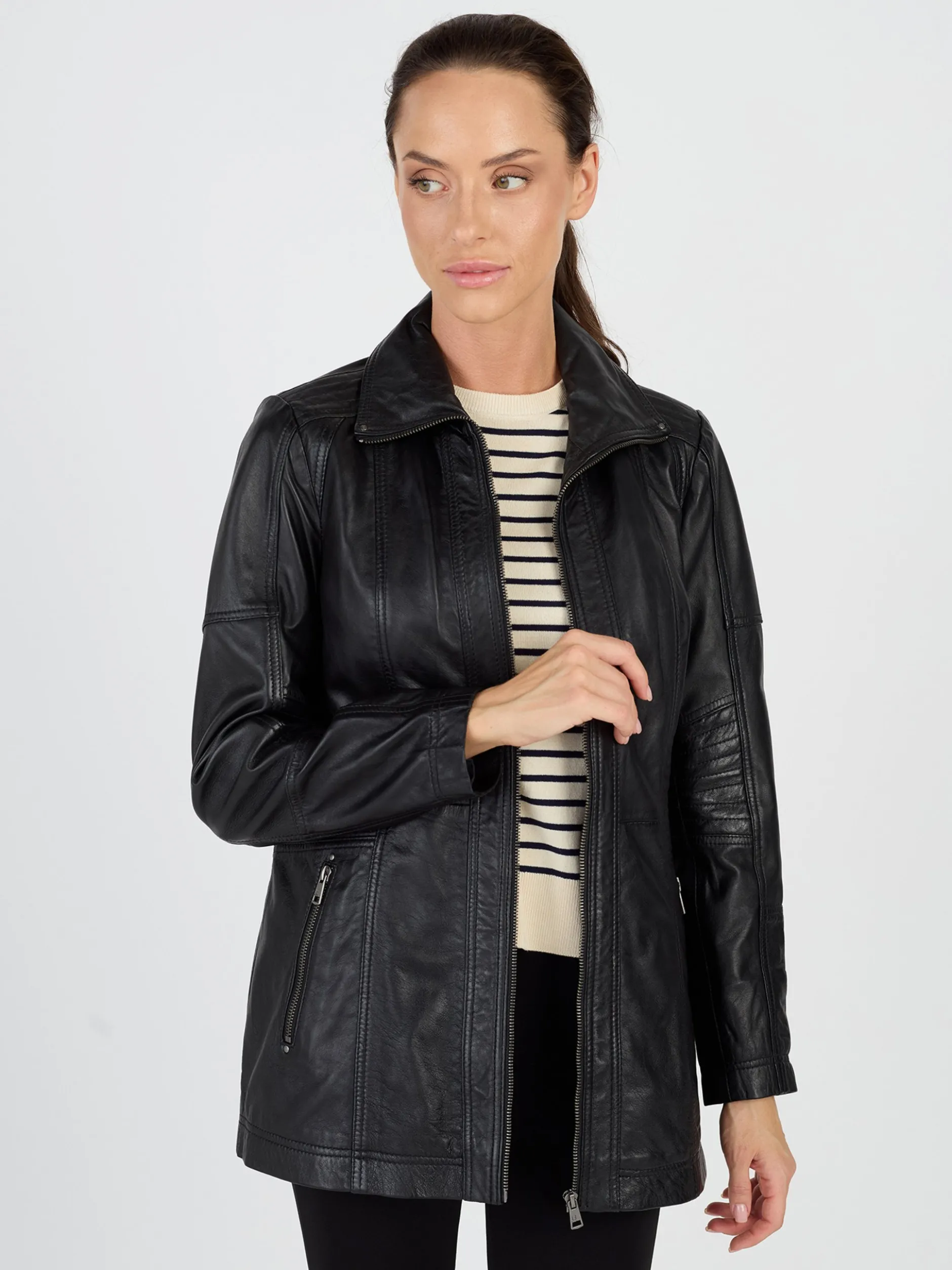 JCC Damen Lederjacke in schwarz