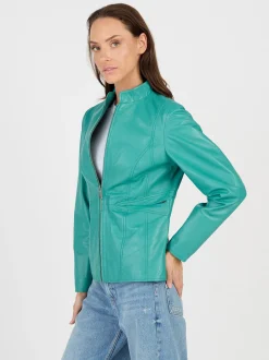 JCC Damen Lederjacke in türkis