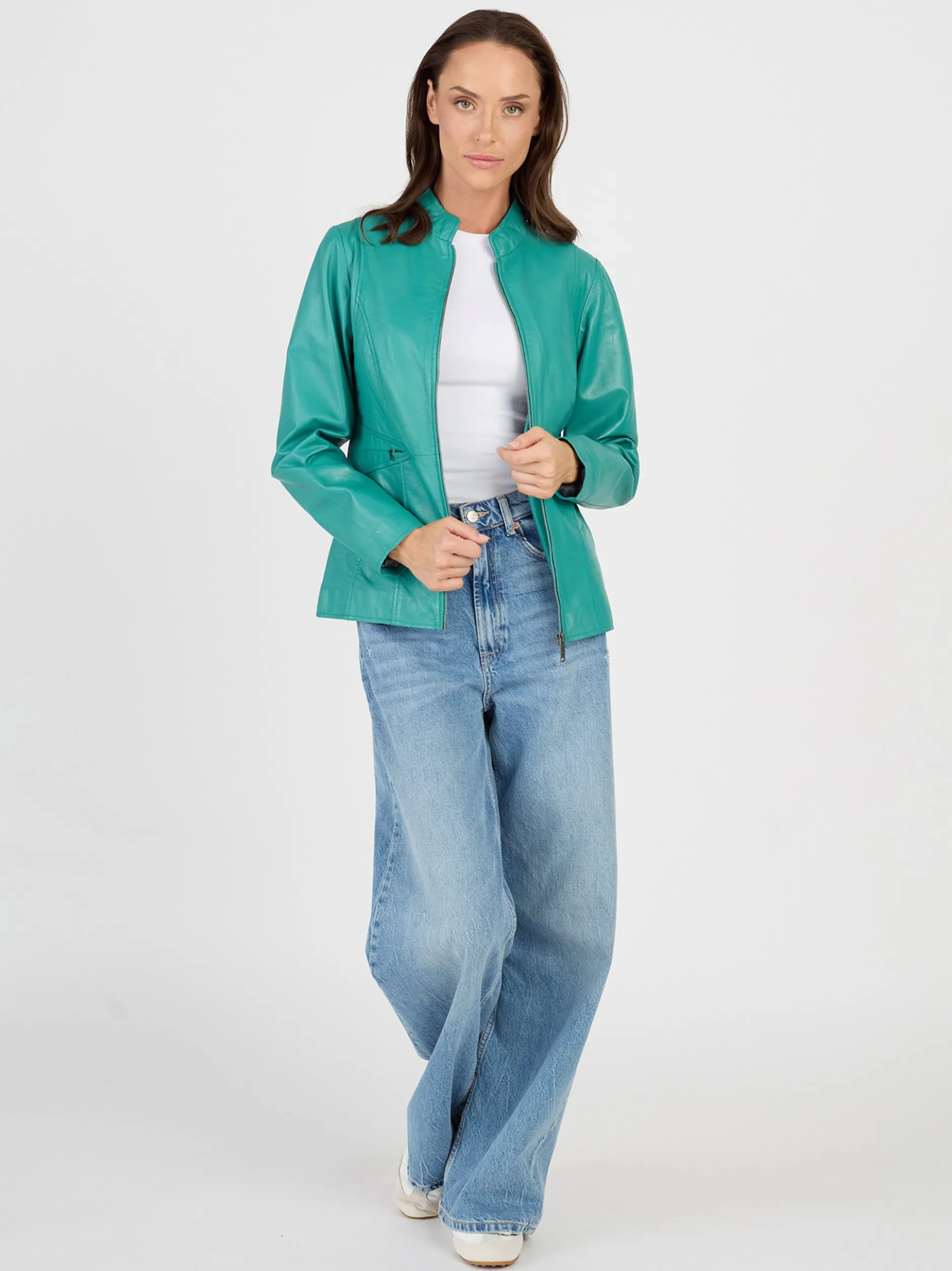JCC Damen Lederjacke in türkis