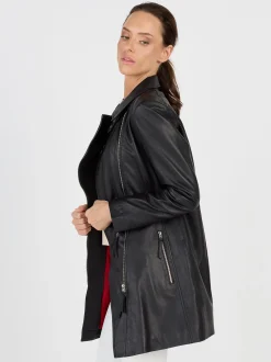 JCC Damen Ledermantel in schwarz