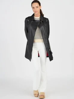 JCC Damen Ledermantel in schwarz