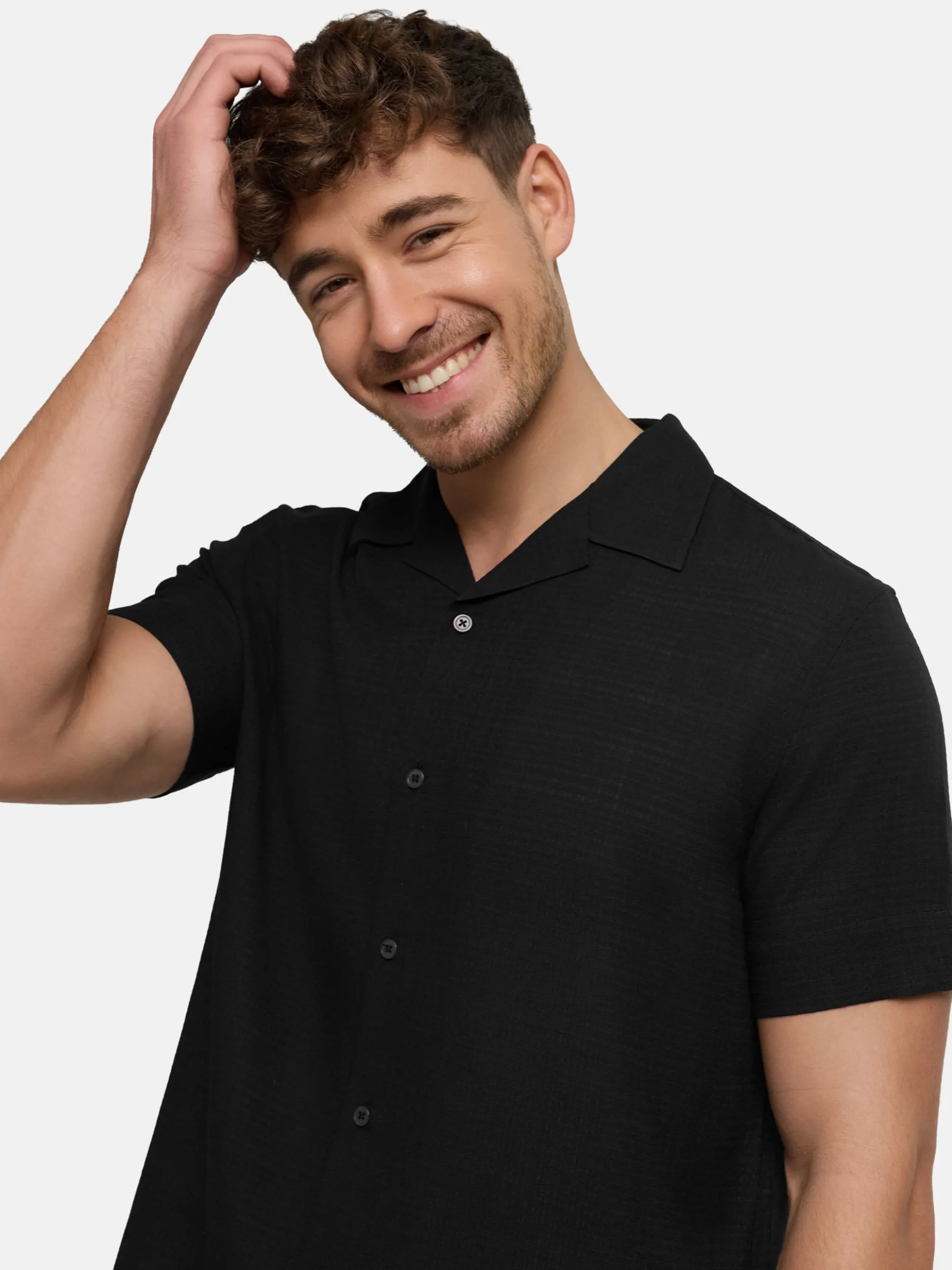 Jeff Herren Hemd Kurzarm - JFTravis in schwarz
