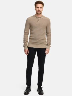 Jeff Herren Strick-Polo - JFTristan in beige