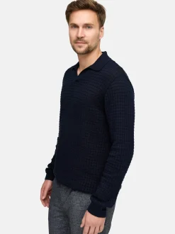 Jeff Herren Strickpullover - JFLane polo knit in blau