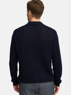 Jeff Herren Strickpullover - JFLane polo knit in blau
