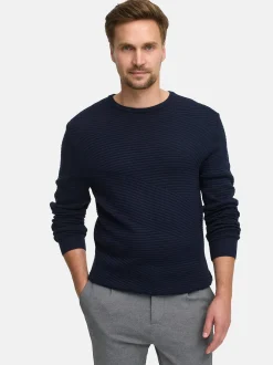 Jeff Herren Strickpullover - JFAbram crew neck in blau
