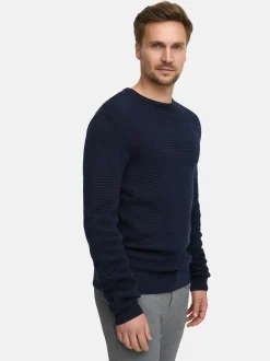 Jeff Herren Strickpullover - JFAbram crew neck in blau