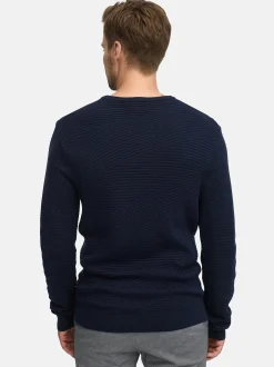 Jeff Herren Strickpullover - JFAbram crew neck in blau