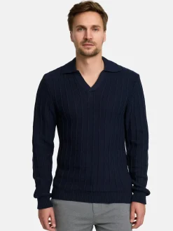 Jeff Herren Strickpullover - JFTruman polo knit in blau