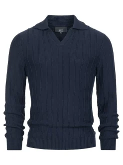 Jeff Herren Strickpullover - JFTruman polo knit in blau