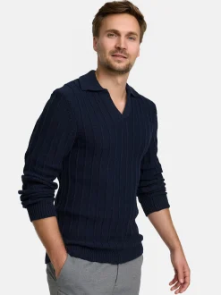 Jeff Herren Strickpullover - JFTruman polo knit in blau