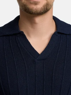 Jeff Herren Strickpullover - JFTruman polo knit in blau