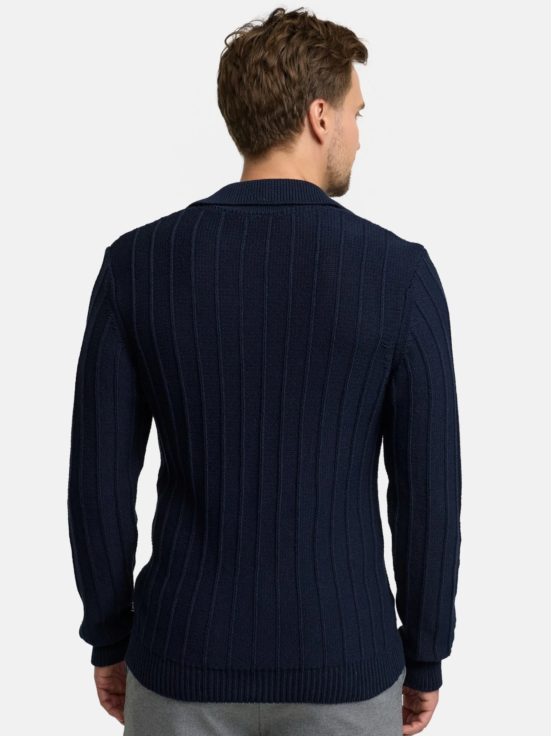 Jeff Herren Strickpullover - JFTruman polo knit in blau