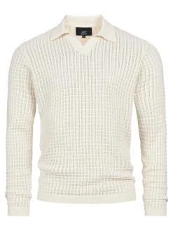 Jeff Herren Strickpullover - JFLane polo knit in vanille beige