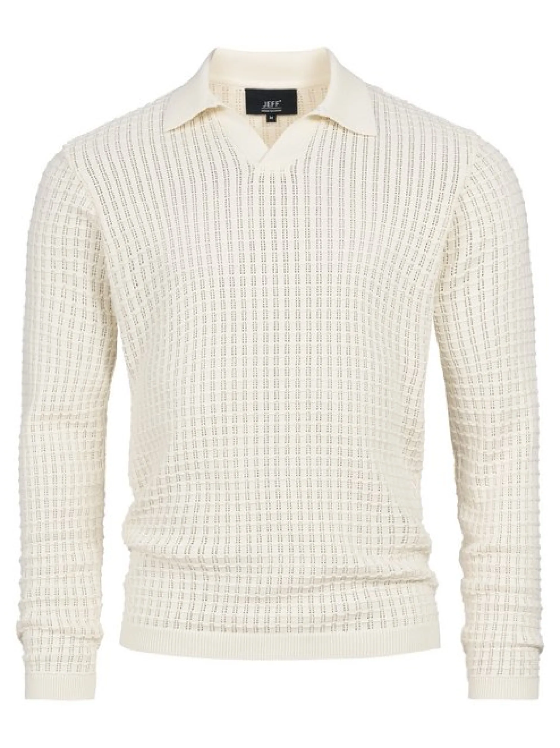 Jeff Herren Strickpullover - JFLane polo knit in vanille beige