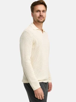 Jeff Herren Strickpullover - JFLane polo knit in vanille beige