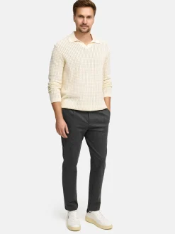 Jeff Herren Strickpullover - JFLane polo knit in vanille beige