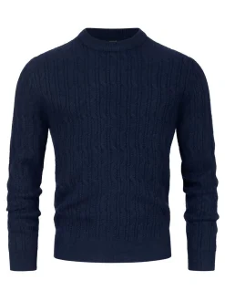 Jeff Herren Strickpullover - JFMicah crew neck in blau