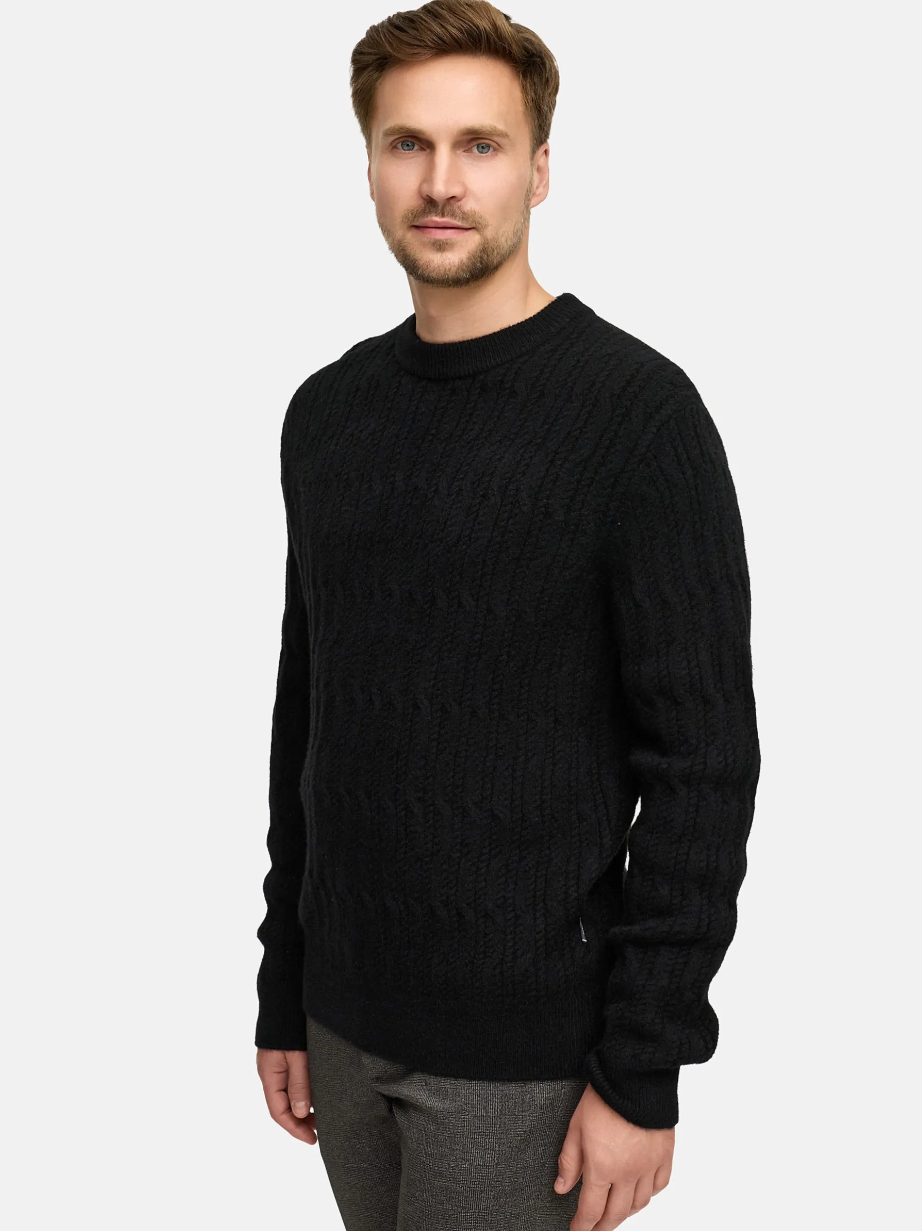 Jeff Herren Strickpullover - JFMicah crew neck in schwarz