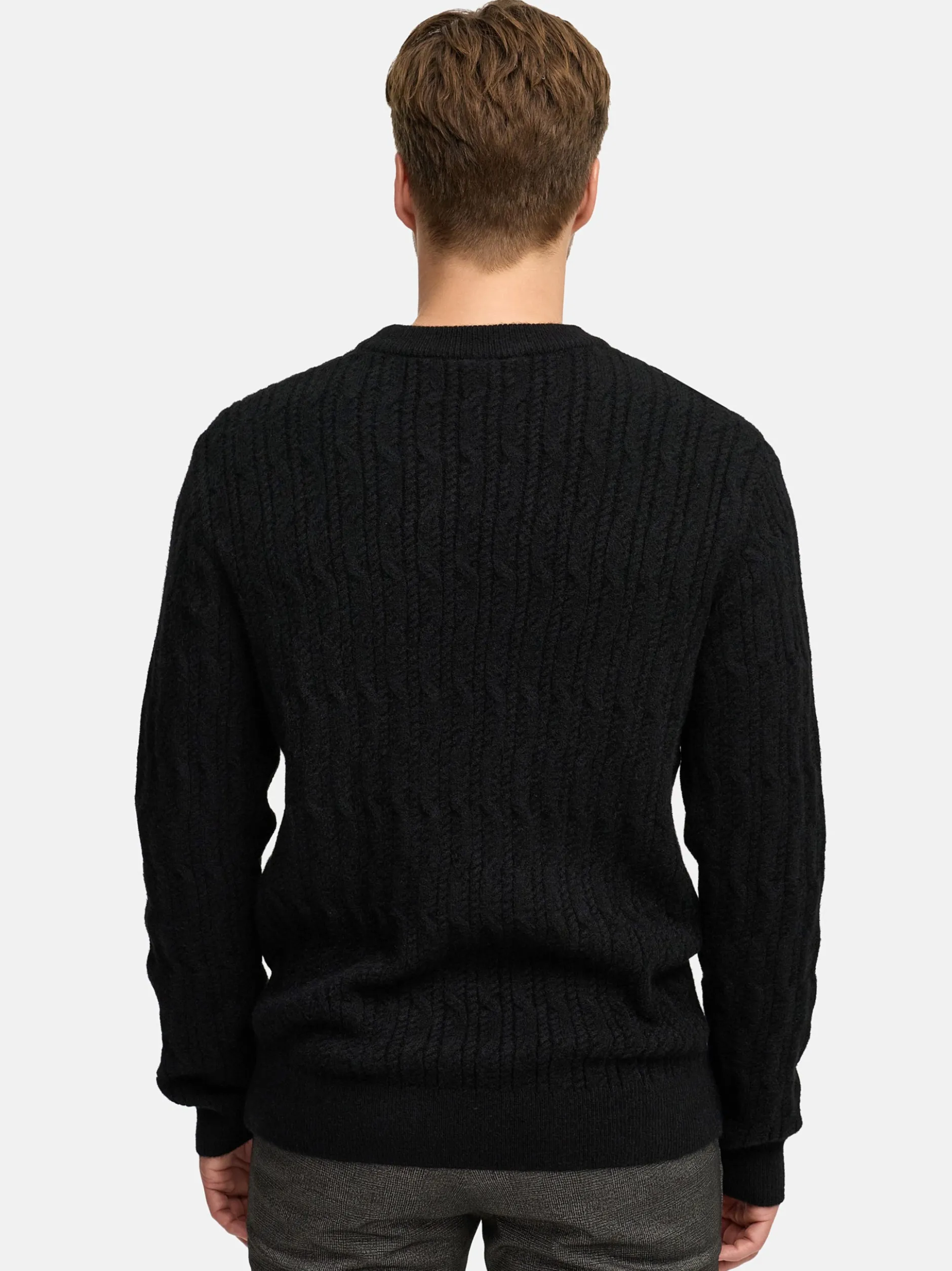 Jeff Herren Strickpullover - JFMicah crew neck in schwarz