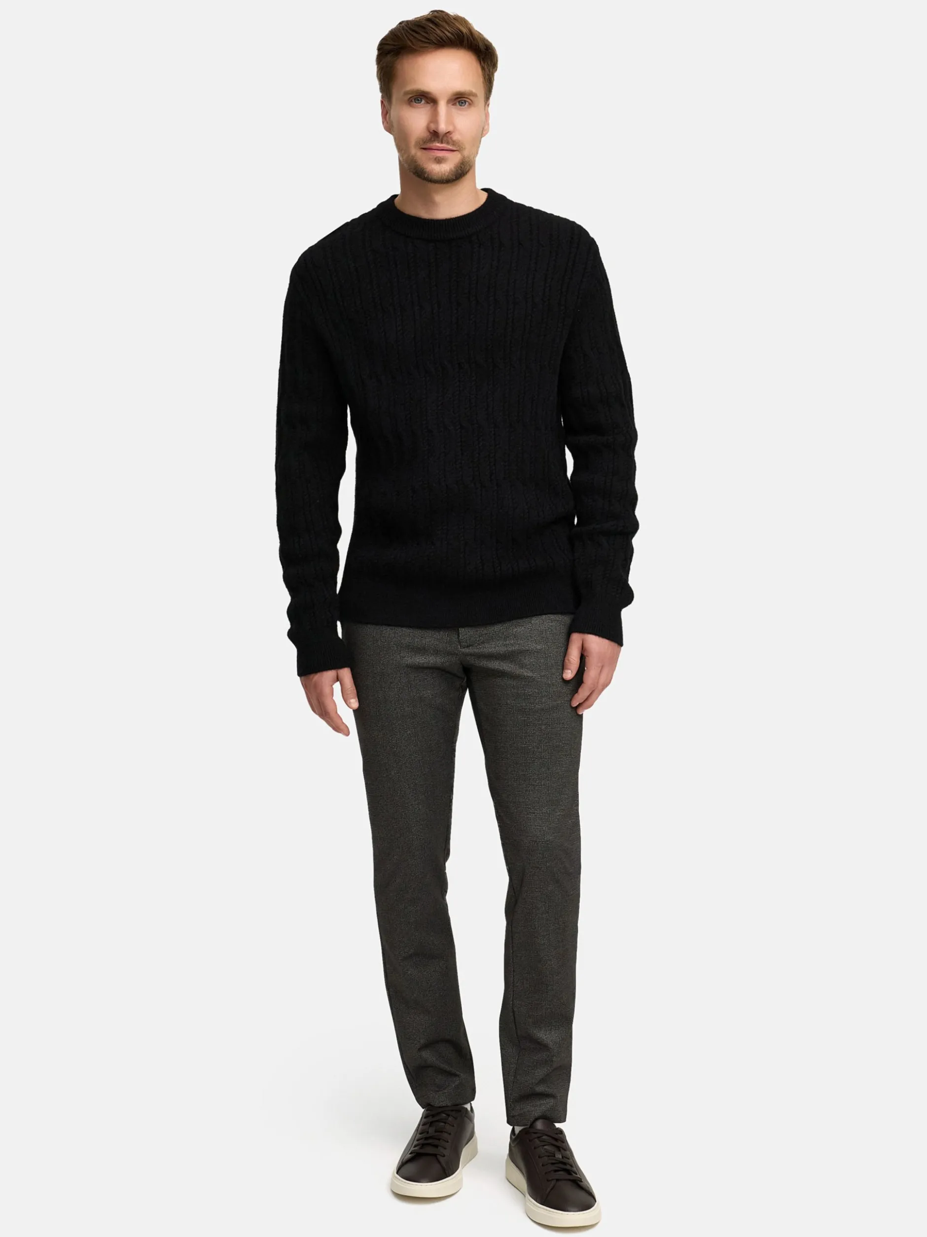 Jeff Herren Strickpullover - JFMicah crew neck in schwarz