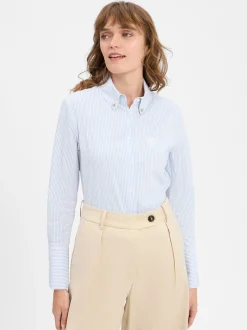 JOOP! Damen Hemdbluse in hellblau weiß - Ärmel: langarm