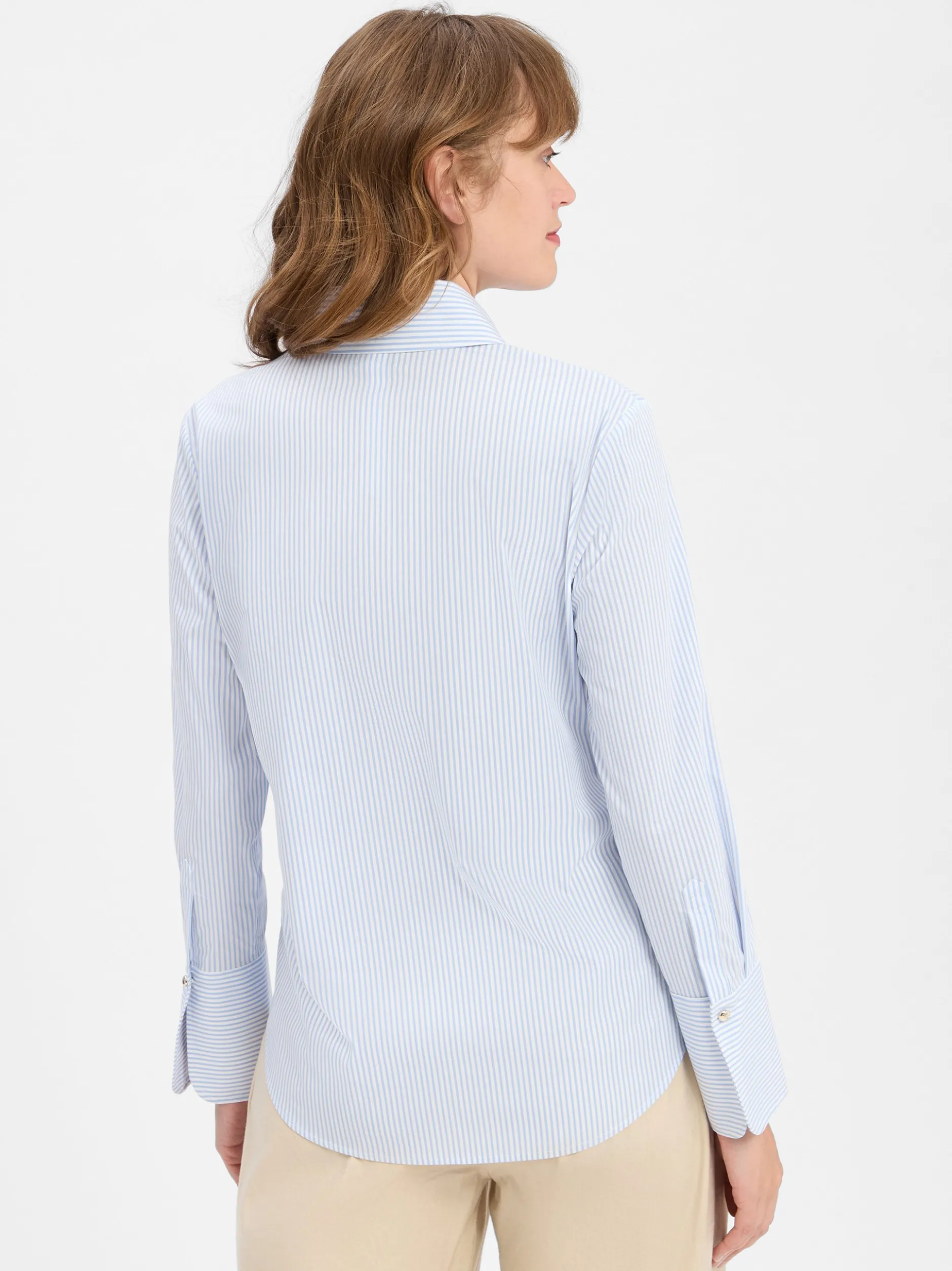 JOOP! Damen Hemdbluse in hellblau weiß - Ärmel: langarm