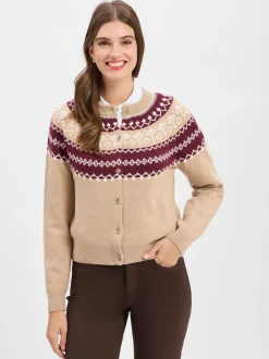 JOOP! Damen Strickjacke mit Cashmere-Anteil - Kloda in beige aubergine