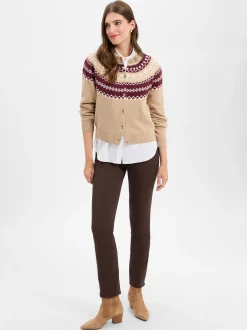 JOOP! Damen Strickjacke mit Cashmere-Anteil - Kloda in beige aubergine