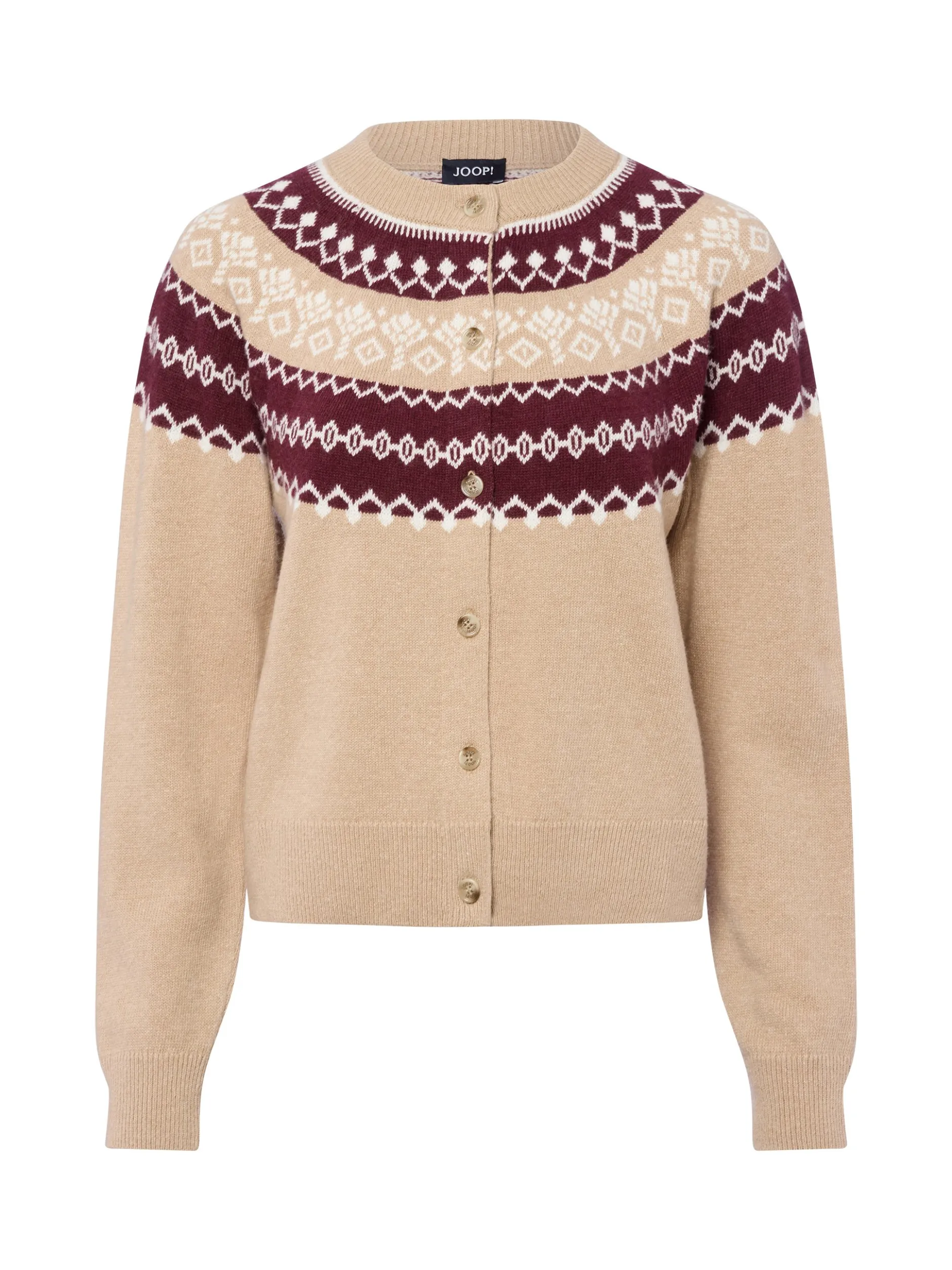 JOOP! Damen Strickjacke mit Cashmere-Anteil - Kloda in beige aubergine