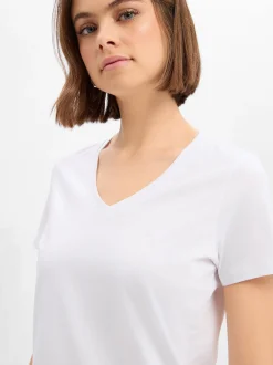 JOOP! Damen T-Shirt in weiß - Ausschnitt: V-Ausschnitt