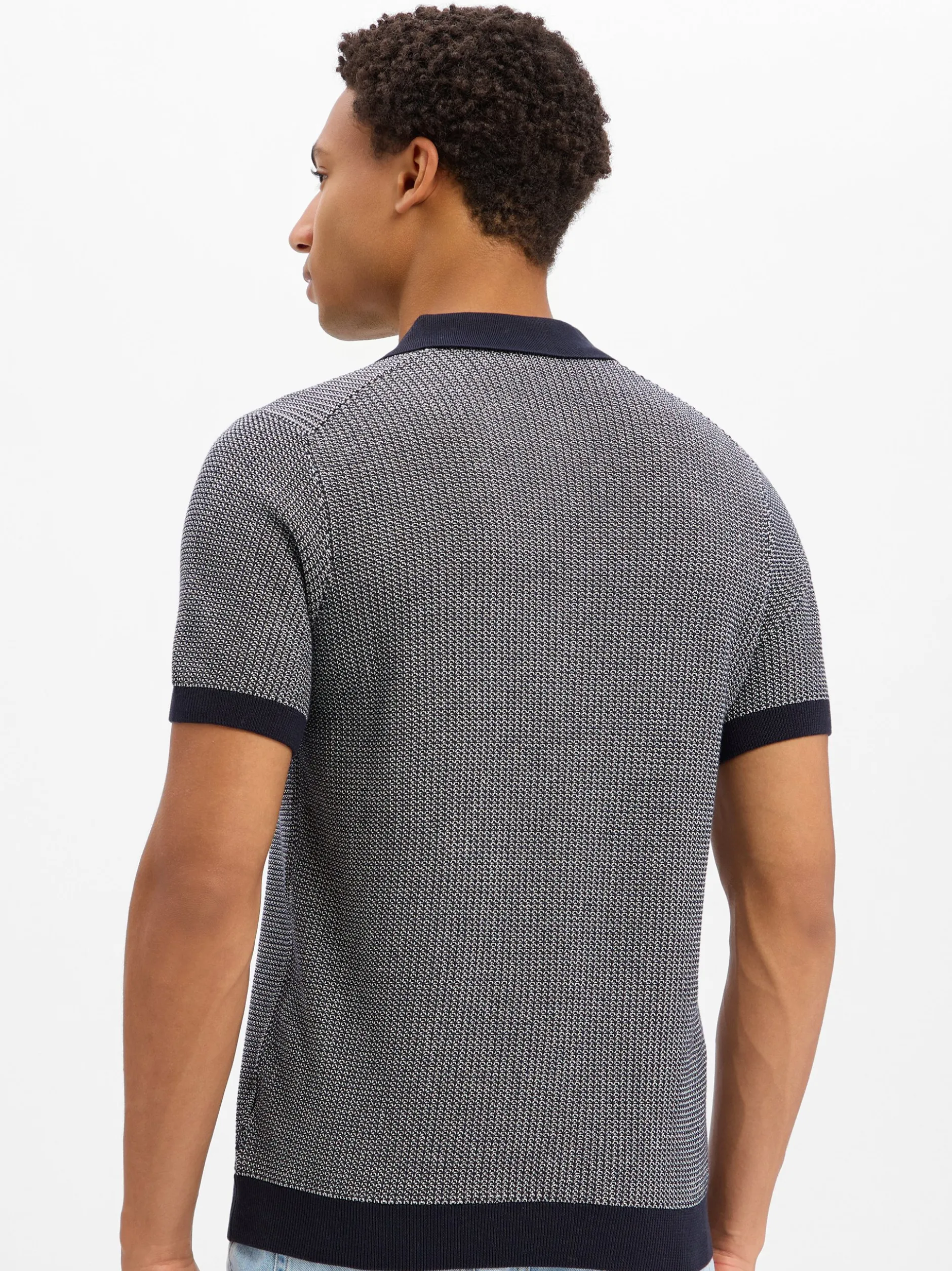 JOOP! Herren Strick-Poloshirt - Brianoro in marine weiß