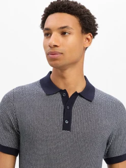 JOOP! Herren Strick-Poloshirt - Brianoro in marine weiß