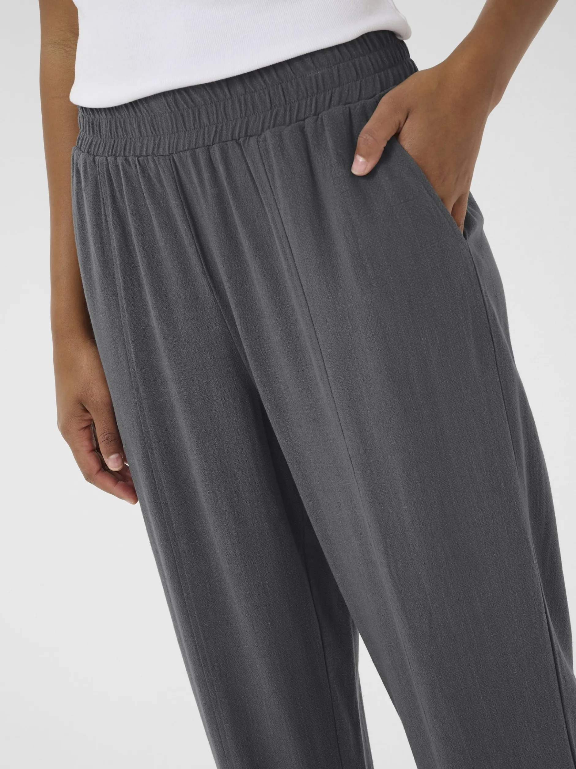 Kaffe Damen Casual Hose KAliny Hohe Taille in anthrazit
